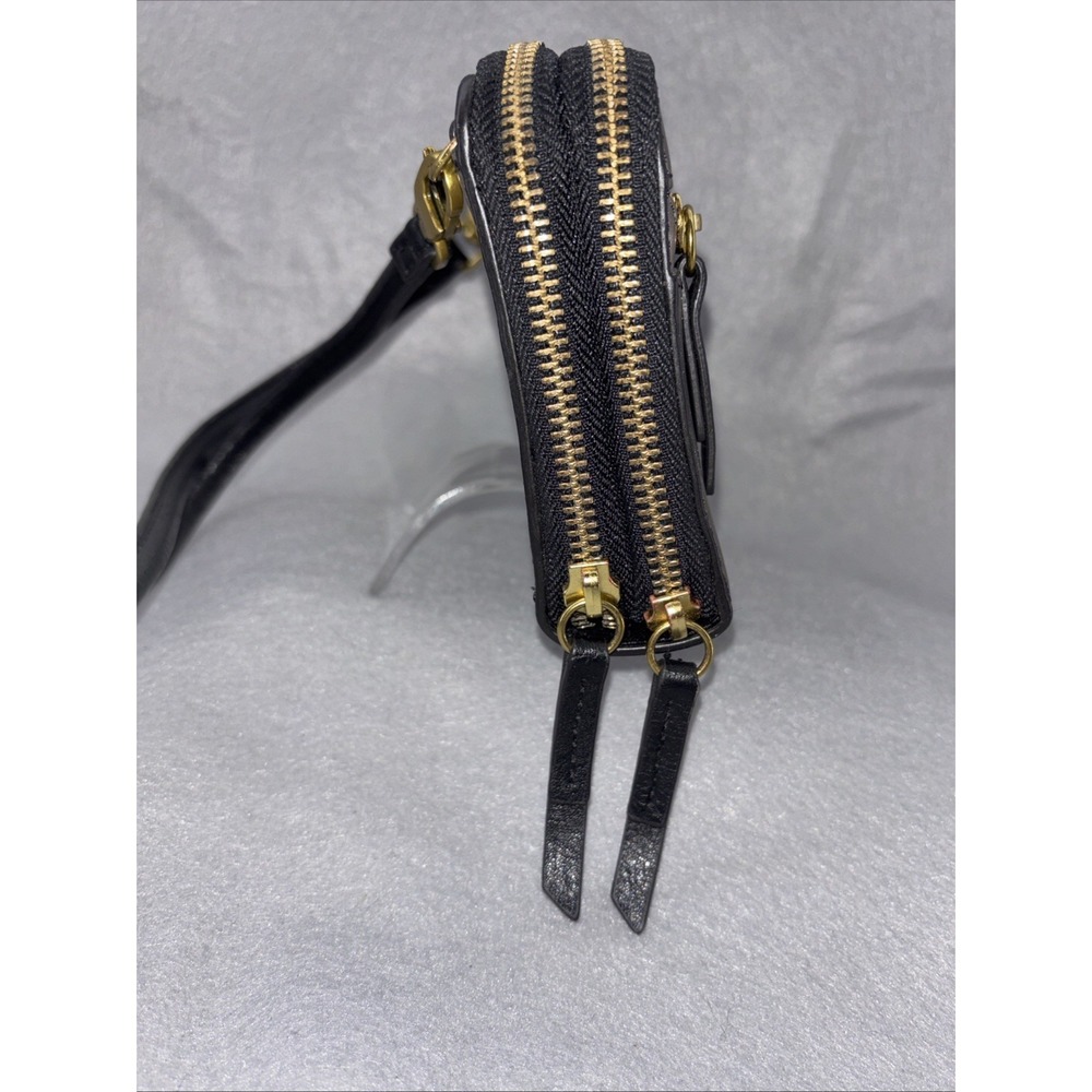Fossil Metallic Leather Double Zip Around Wristlet Wallet Clutch Crossbody - Picture 7 of 16